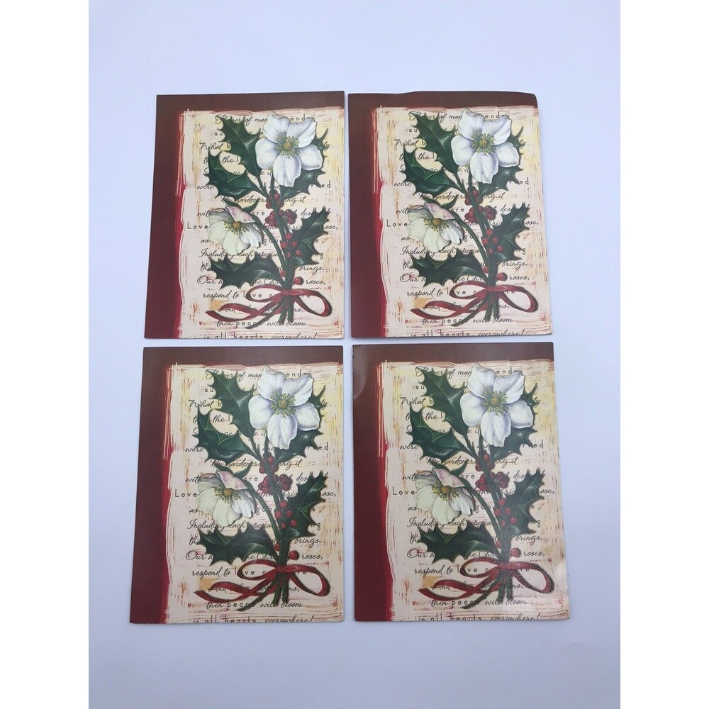 Vintage Plus Mark Christmas Symbols Cards/Envelopes Set of 4